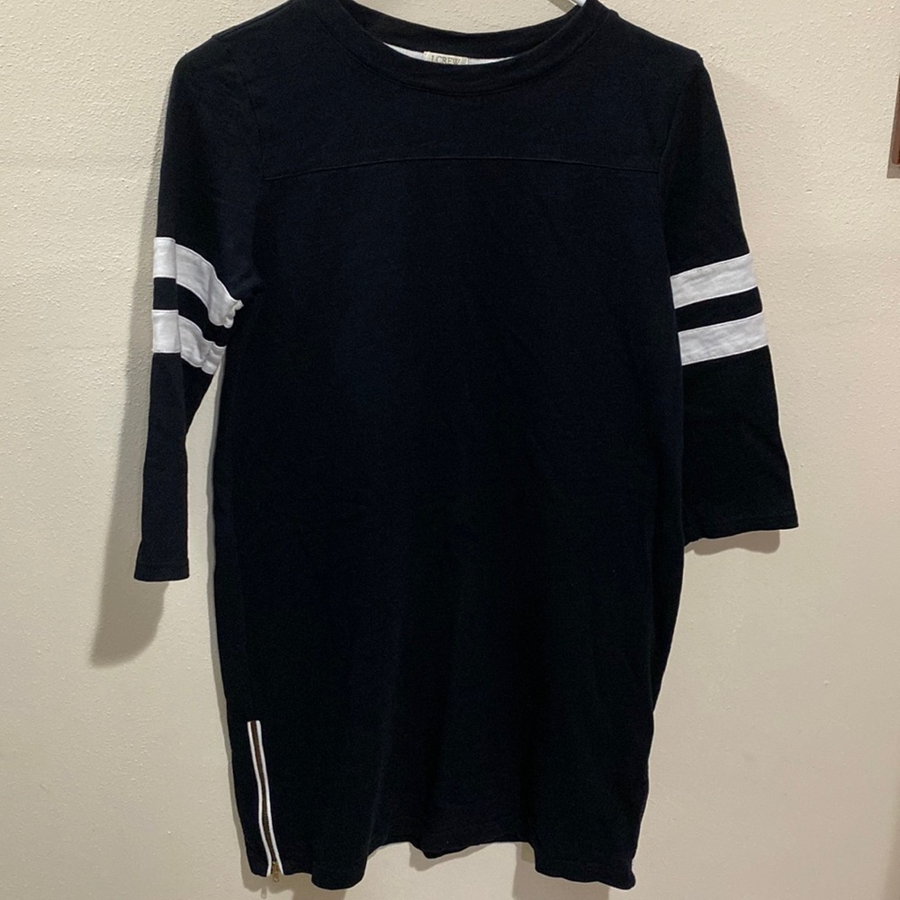 J. Crew Size XS Half Sleeve Varsity Side Zipper Dress Black White